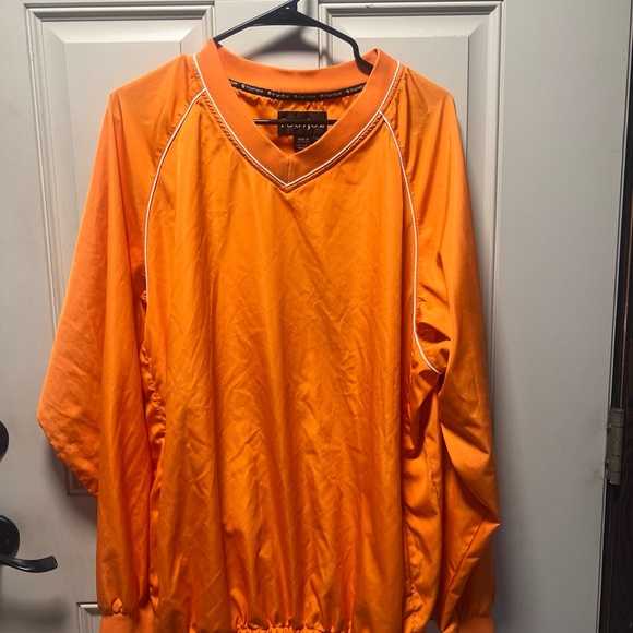 Footjoy Pullover Windbreaker FJ Golf Jacket Mens Large Orange V-Neck L - Picture 3 of 10